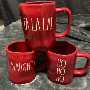 SOLD! Rae Dunn Red Christmas Mugs